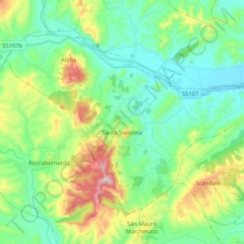 Topografische Karte Santa Severina, Höhe, Relief