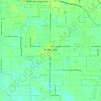 Topografische Karte Youngsville, Höhe, Relief