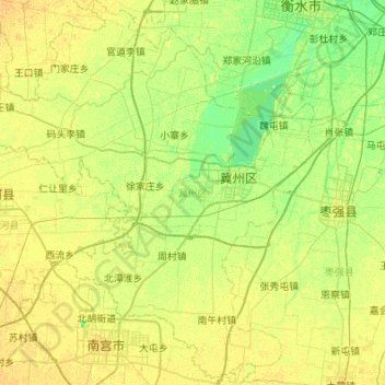 Topografische Karte 冀州区, Höhe, Relief
