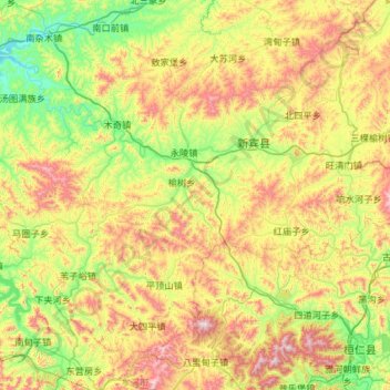 Topografische Karte 新宾满族自治县, Höhe, Relief