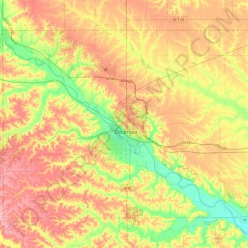 Topografische Karte Wapello County, Höhe, Relief