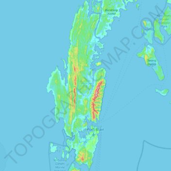 Topografische Karte Ile Andaman du Sud, Höhe, Relief
