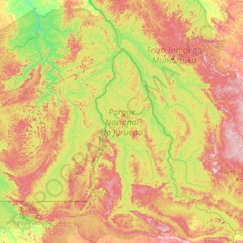 Topografische Karte Parque Nacional do Juruena, Höhe, Relief