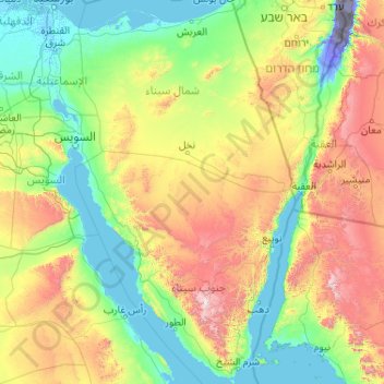 Topografische Karte Sinaï, Höhe, Relief