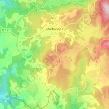 Topografische Karte Madranges, Höhe, Relief