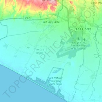 Topografische Karte San Luis Talpa, Höhe, Relief