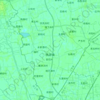 Topografische Karte 桃源镇, Höhe, Relief