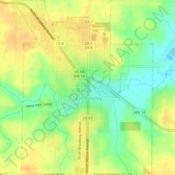 Topografische Karte Spring Valley, Höhe, Relief
