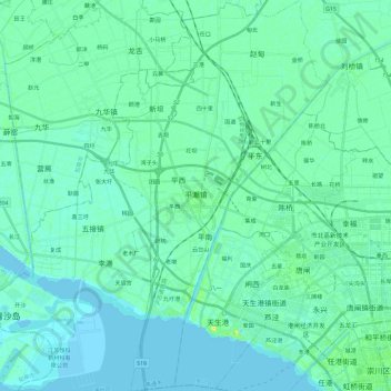 Topografische Karte 平潮镇, Höhe, Relief