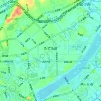 Topografische Karte 新竹街道, Höhe, Relief
