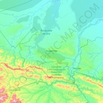 Topografische Karte Huepetuhe, Höhe, Relief
