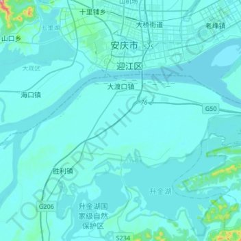 Topografische Karte 大渡口镇, Höhe, Relief