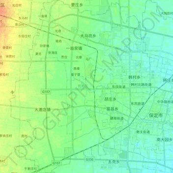 Topografische Karte 竞秀区, Höhe, Relief