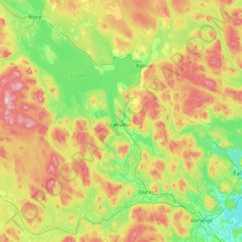 Topografische Karte Leksands kommun, Höhe, Relief