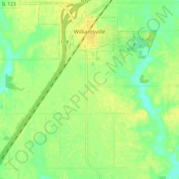 Topografische Karte Williamsville, Höhe, Relief