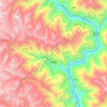 Topografische Karte 罗麦乡, Höhe, Relief