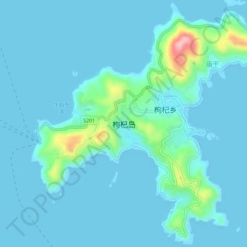 Topografische Karte 枸杞岛, Höhe, Relief