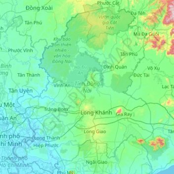 Topografische Karte Tỉnh Đồng Nai, Höhe, Relief