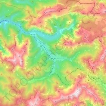 Topografische Karte Eisenerz, Höhe, Relief