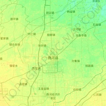 Topografische Karte Shanghe, Höhe, Relief