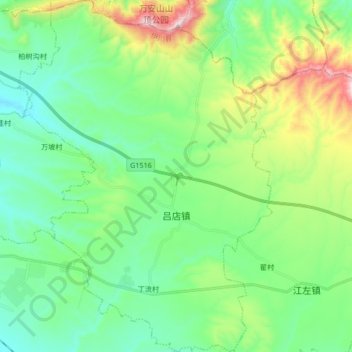 Topografische Karte 吕店镇, Höhe, Relief