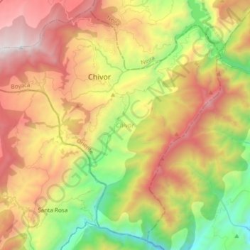 Topografische Karte Chivor, Höhe, Relief