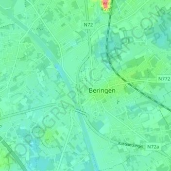 Topografische Karte Beringen, Höhe, Relief