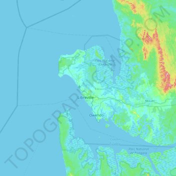 Topografische Karte Libreville, Höhe, Relief