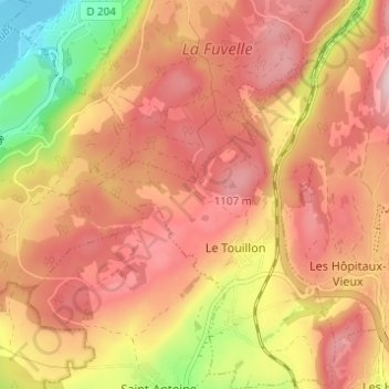 Topografische Karte Touillon-et-Loutelet, Höhe, Relief