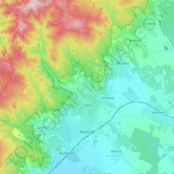 Topografische Karte Pezinok, Höhe, Relief