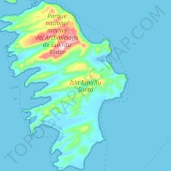 Topografische Karte Isla Espíritu Santo, Höhe, Relief