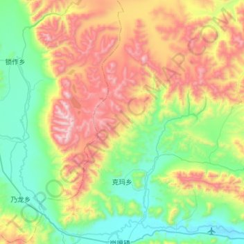 Topografische Karte 克玛乡, Höhe, Relief