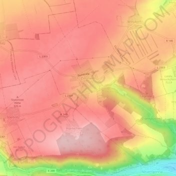 Topografische Karte Zimmern, Höhe, Relief