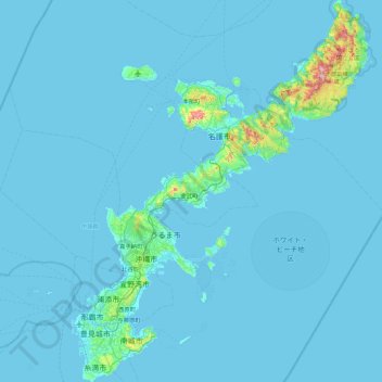 Topografische Karte 沖繩島冲绳本岛, Höhe, Relief