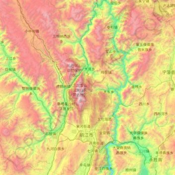 Topografische Karte Yulong, Höhe, Relief