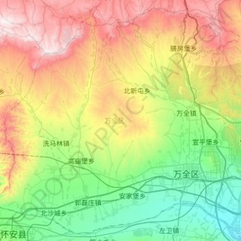 Topografische Karte 万全区, Höhe, Relief