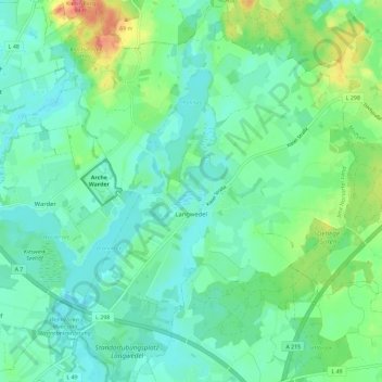 Topografische Karte Langwedel, Höhe, Relief