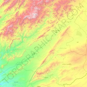Topografische Karte Zabul, Höhe, Relief