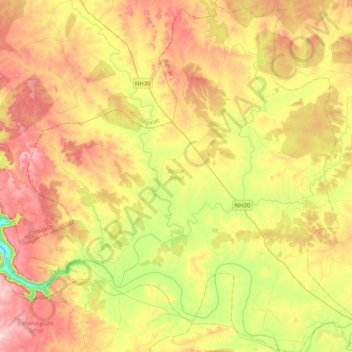 Topografische Karte Bastar Tahsil, Höhe, Relief