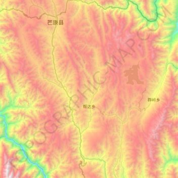 Topografische Karte 帮达乡, Höhe, Relief