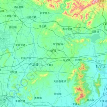 Topografische Karte 卢龙县, Höhe, Relief