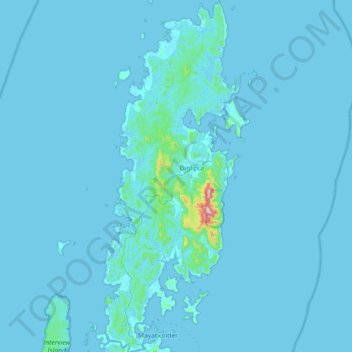 Topografische Karte Île Andaman du Nord, Höhe, Relief