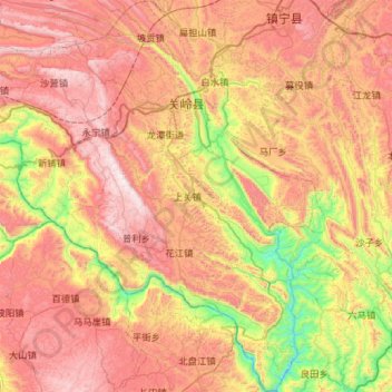 Topografische Karte 关岭布依族苗族自治县, Höhe, Relief