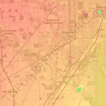 Topografische Karte Wayne County, Höhe, Relief