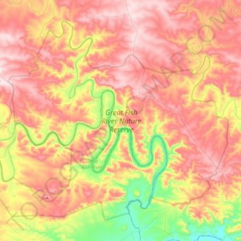 Topografische Karte Great Fish River Nature Reserve, Höhe, Relief