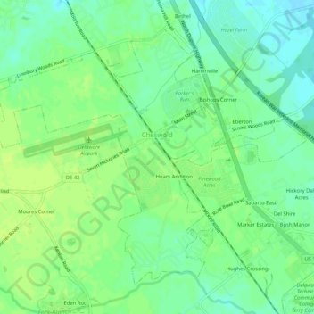 Topografische Karte Cheswold, Höhe, Relief
