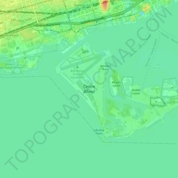 Topografische Karte Toronto Islands, Höhe, Relief
