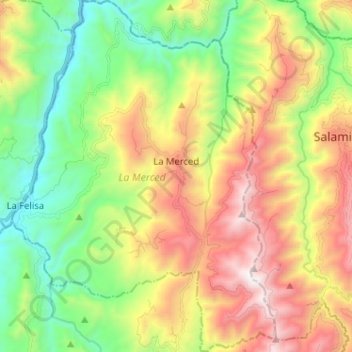 Topografische Karte La Merced, Höhe, Relief