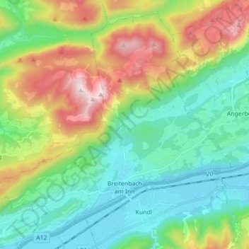 Topografische Karte Gemeinde Breitenbach am Inn, Höhe, Relief