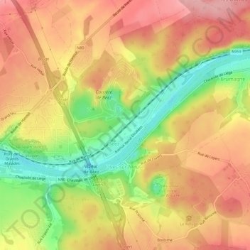 Topografische Karte Lives-sur-Meuse, Höhe, Relief
